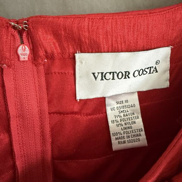 Vintage Victor Costa Tiered Ruffle Rosette‎ Blouse Red Rayon Y2K Formal Size 10 - Picture 5 of 8